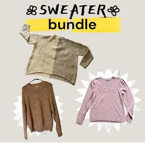 Women's Sweater Bundle - Medium: Tan, Brown, Pink